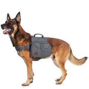 ONETIGRIS Gray Dog Hiking Backpack Saddle Bag Size Large